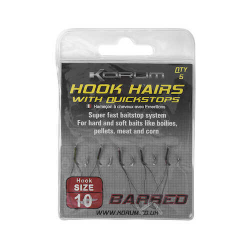 Korum Quickstops on HAIR RIGS 4" Barbed Selection Super Steel Allrounder 
