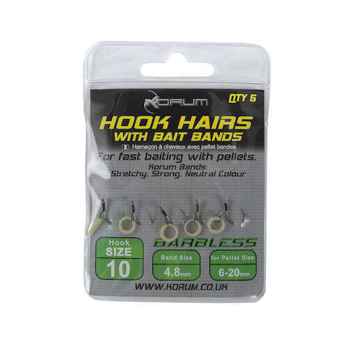 KORUM HOOK HAIRS WITH BAIT BANDS SIZE 14 