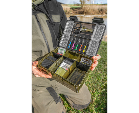 carp fishing tackle box fully loaded NGT Terminal NGTOnline duty latch for secure closure Carp Tackle Box Compact.Fully Loaded